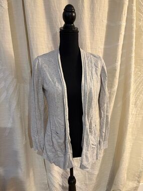 Light Gray Speckled Open-Front Cardigan for Women